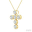 6 Stone Bezel Cross Diamond Fashion Pendant