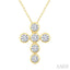 6 Stone Bezel Cross Diamond Fashion Pendant