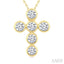 6 Stone Bezel Cross Diamond Fashion Pendant