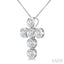 6 Stone Bezel Cross Diamond Fashion Pendant