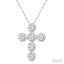 6 Stone Bezel Cross Diamond Fashion Pendant