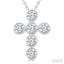 6 Stone Bezel Cross Diamond Fashion Pendant