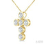 6 Stone Bezel Cross Diamond Fashion Pendant