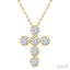 6 Stone Bezel Cross Diamond Fashion Pendant