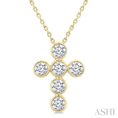 6 Stone Bezel Cross Diamond Fashion Pendant