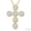 6 Stone Bezel Cross Diamond Fashion Pendant