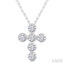 6 Stone Bezel Cross Diamond Fashion Pendant
