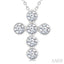 6 Stone Bezel Cross Diamond Fashion Pendant