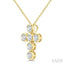 6 Stone Bezel Cross Diamond Fashion Pendant