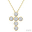 6 Stone Bezel Cross Diamond Fashion Pendant