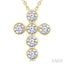 6 Stone Bezel Cross Diamond Fashion Pendant