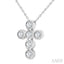 6 Stone Bezel Cross Diamond Fashion Pendant