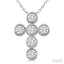 6 Stone Bezel Cross Diamond Fashion Pendant