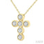 6 Stone Bezel Cross Diamond Fashion Pendant