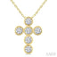6 Stone Bezel Cross Diamond Fashion Pendant