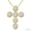 6 Stone Bezel Cross Diamond Fashion Pendant