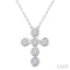 6 Stone Bezel Cross Diamond Fashion Pendant