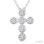6 Stone Bezel Cross Diamond Fashion Pendant