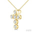 6 Stone Bezel Cross Diamond Fashion Pendant