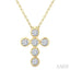 6 Stone Bezel Cross Diamond Fashion Pendant