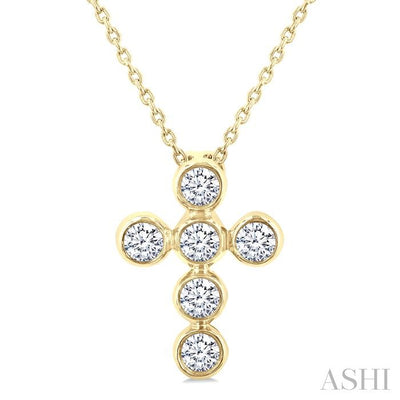 6 Stone Bezel Cross Diamond Fashion Pendant