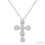 6 Stone Bezel Cross Diamond Fashion Pendant