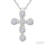 6 Stone Bezel Cross Diamond Fashion Pendant