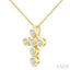 6 Stone Bezel Cross Diamond Fashion Pendant