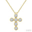 6 Stone Bezel Cross Diamond Fashion Pendant
