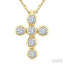 6 Stone Bezel Cross Diamond Fashion Pendant