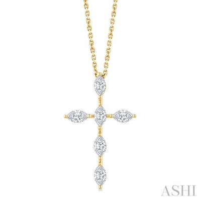 Marquise Shape 6 Stone Cross Diamond Fashion Pendant