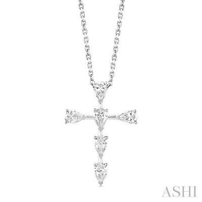 Pear Shape 6 Stone Cross Diamond Fashion Pendant