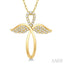 Angel Wings Cross Diamond Fashion Pendant