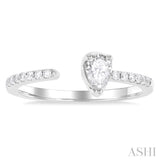 3/8 ctw Pear and Round Cut Diamond Fashion Open Ring in 14K White Gold