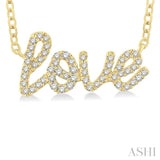 1/6 Ctw 'Love' Script Round Cut Diamond Necklace in 10K Yellow Gold