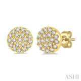 1/8 Ctw Disc Shape Round Cut Diamond Petite Fashion Earring in 10K Yellow Gold