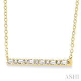 1/6 Ctw Baguette and Round Cut Diamond Petite Bar Necklace in 10K Yellow Gold