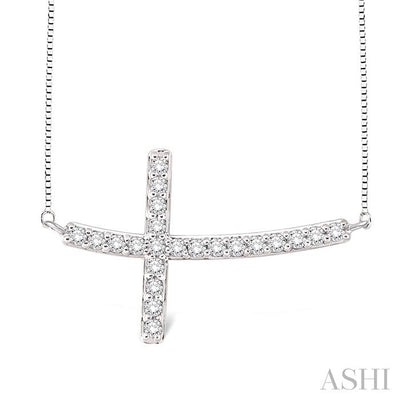 Sideway Cross Diamond Fashion Pendant
