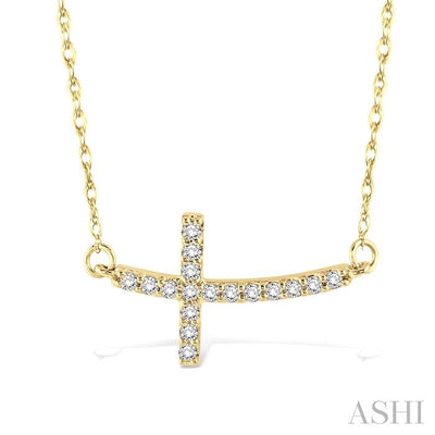 Sideway Cross Diamond Fashion Pendant