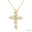 Floral Cross Diamond Fashion Pendant
