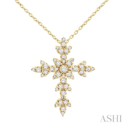 Floral Cross Diamond Fashion Pendant