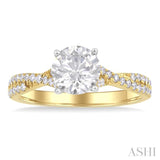 1/3 Ctw Split Criss Cross Round Cut Diamond Semi-Mount Engagement Ring in 14K Yellow and White Gold