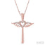Angel Wings Heart Shape & Cross Diamond Fashion Pendant