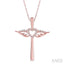 Angel Wings Heart Shape & Cross Diamond Fashion Pendant