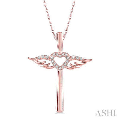 Angel Wings Heart Shape & Cross Diamond Fashion Pendant