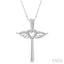 Angel Wings Heart Shape & Cross Diamond Fashion Pendant