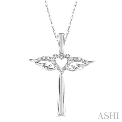Angel Wings Heart Shape & Cross Diamond Fashion Pendant