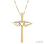 Angel Wings Heart Shape & Cross Diamond Fashion Pendant