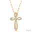 Pave-Set Cross Paperclip Diamond Fashion Pendant