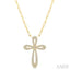 Pave-Set Cross Paperclip Diamond Fashion Pendant